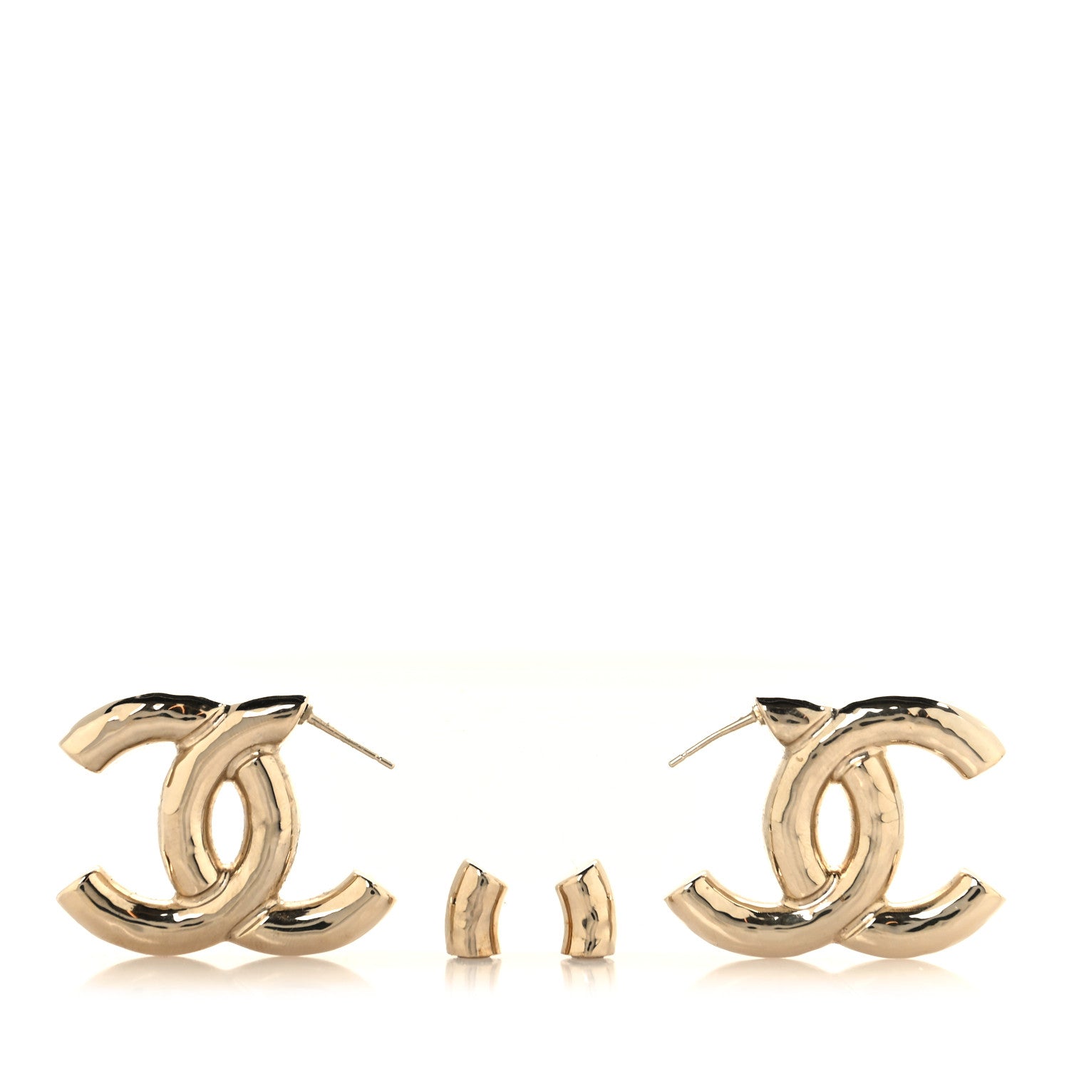 Chanel Metal Large CC Earrings Light Gold 3 of 5