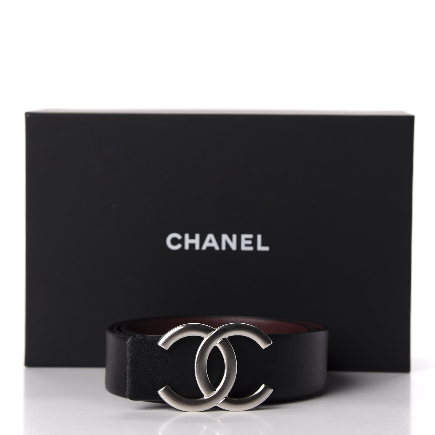 Chanel Calfskin CC Reversible Belt 85 Black Burgundy 5 of 5