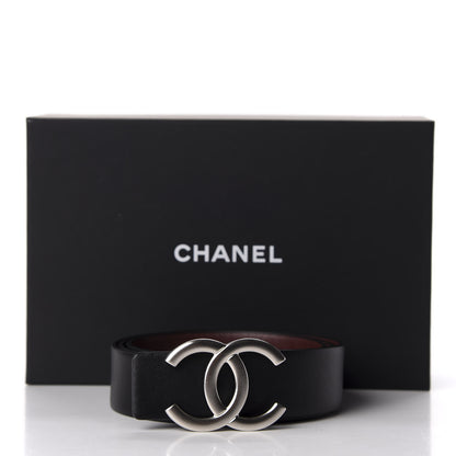 Chanel Calfskin CC Reversible Belt 85 Black Burgundy 5 of 5
