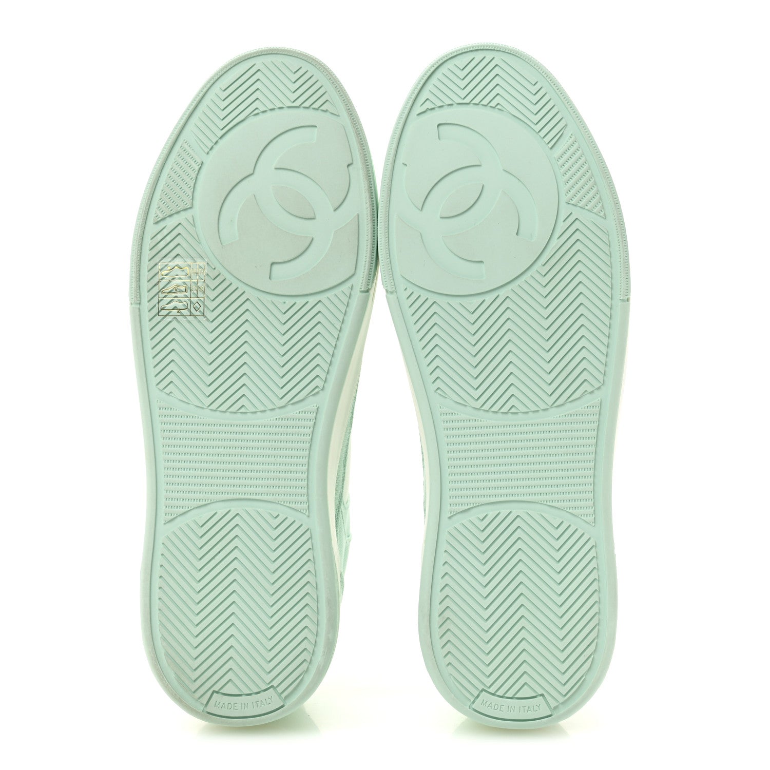 Chanel Cotton Sneakers 38.5 Light Turquoise White 6 of 10