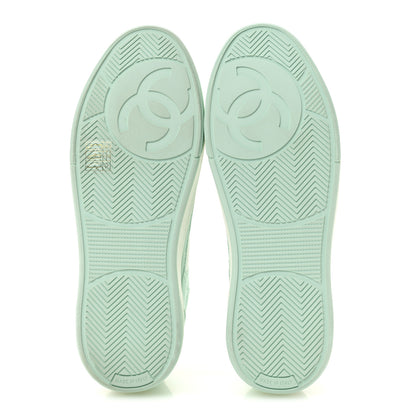 Chanel Cotton Sneakers 38.5 Light Turquoise White 6 of 10
