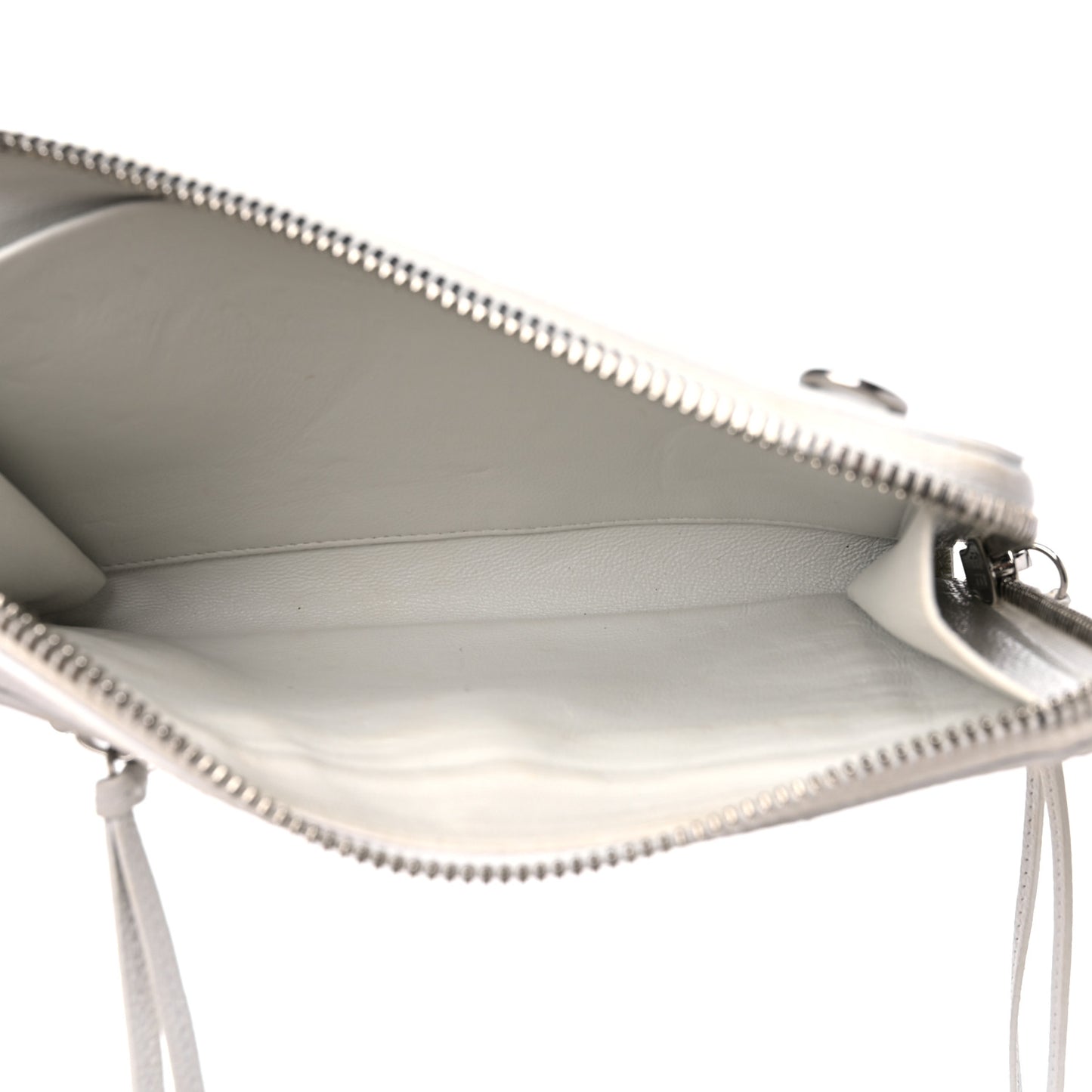 Grained Calfskin Classic Silver Hardware Reporter Crossbody White