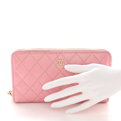 Chanel Iridescent Caviar Quilted Large Zip Around Organizer Wallet Pink 2 of 19