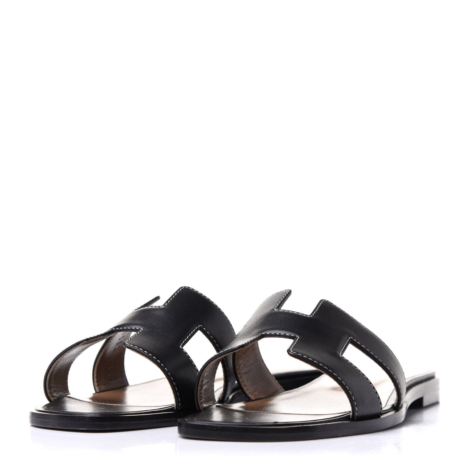 Hermes Box Calfskin Oran Sandals 36 Black 3 of 9