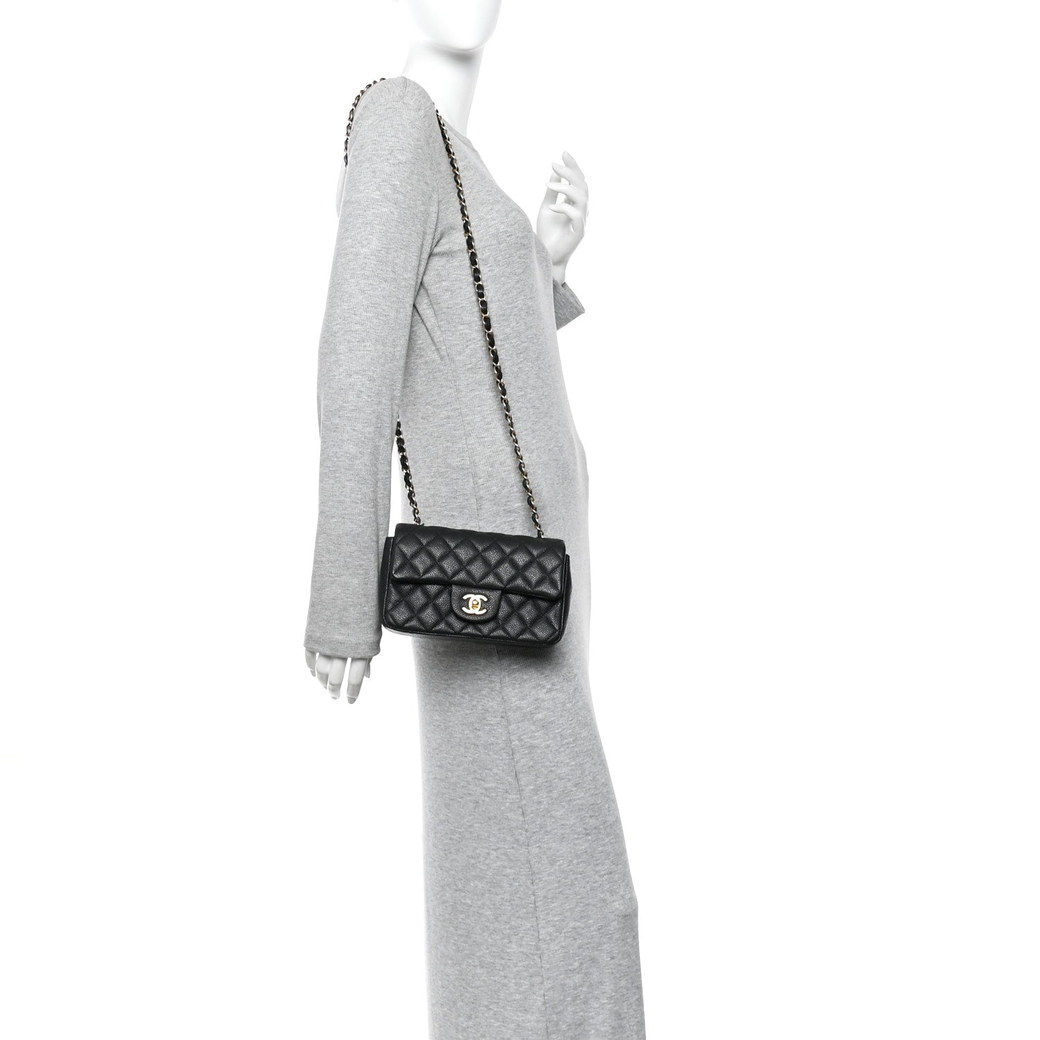 Chanel Metallic Caviar Quilted Mini Rectangular Flap Black 2 of 10