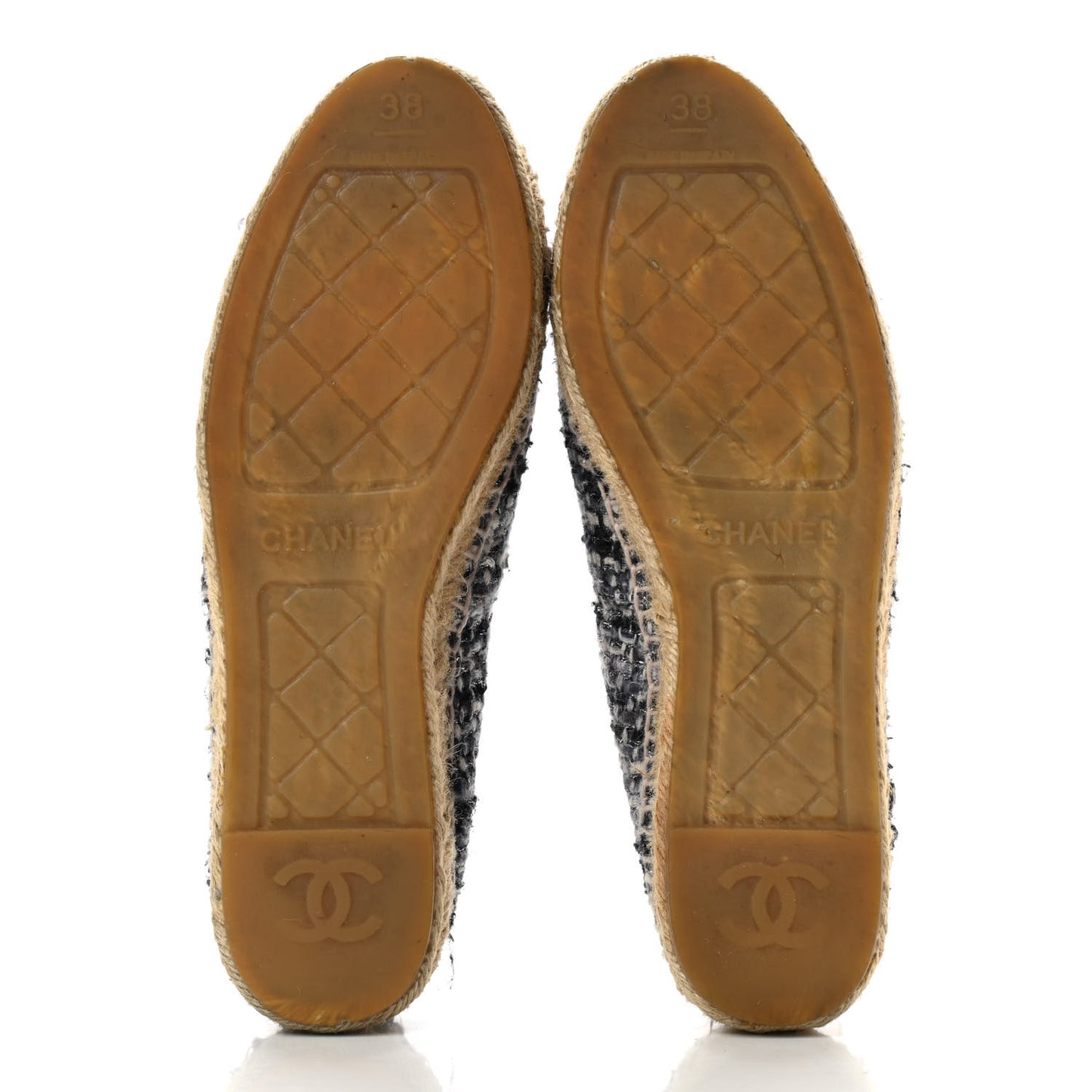 Metallic Tweed Lambskin CC Espadrilles 38 Blue Black Silver