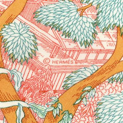 Hermes Cashmere Silk Retour a la Nature 140 Bleu Ciel Rose Vert 5 of 5