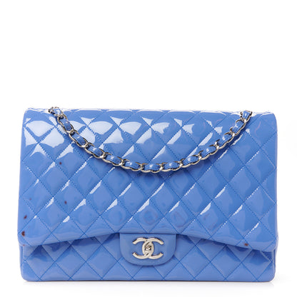 Chanel Patent Calfskin Quilted Maxi Double Flap Blue 1 of 12