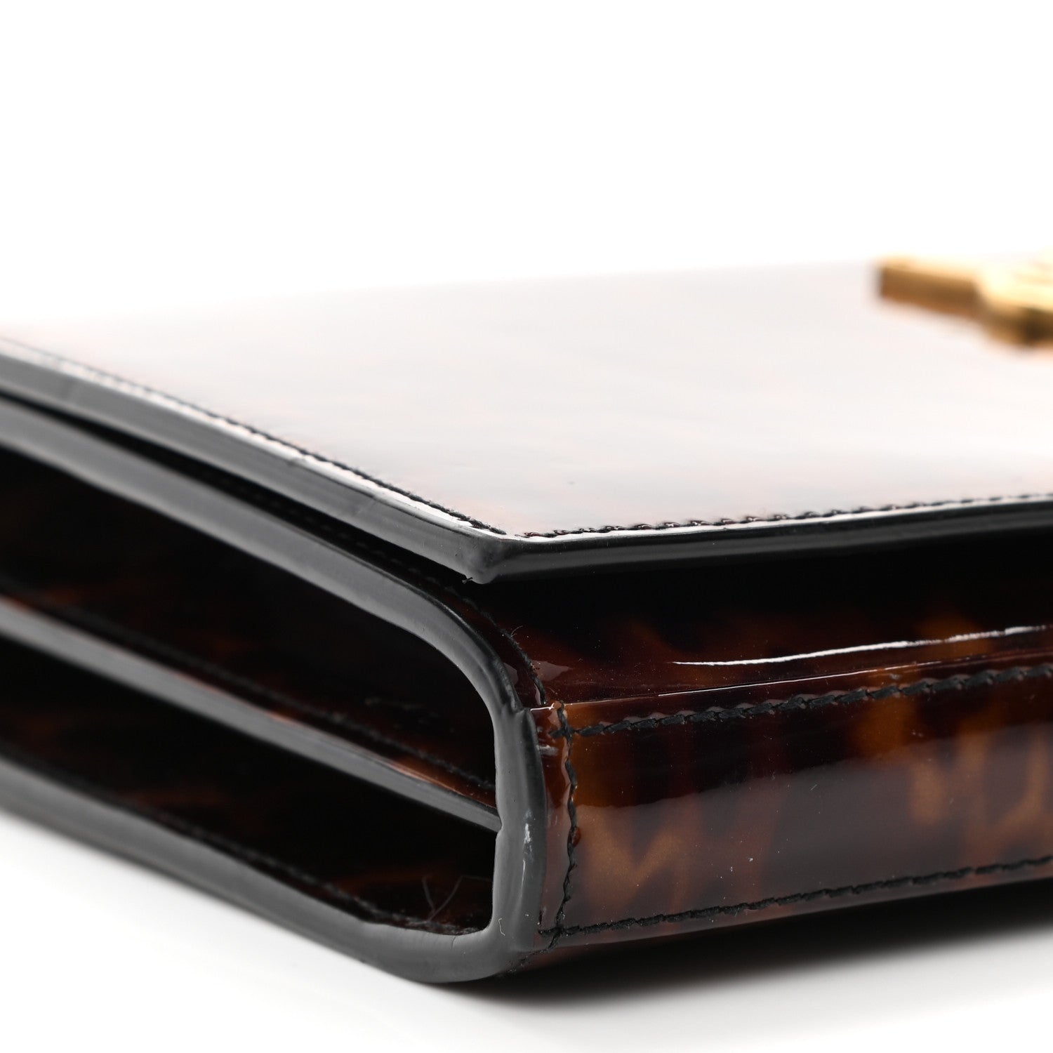 Saint Laurent Patent Monogram Chain Wallet Tortoiseshell 9 of 12