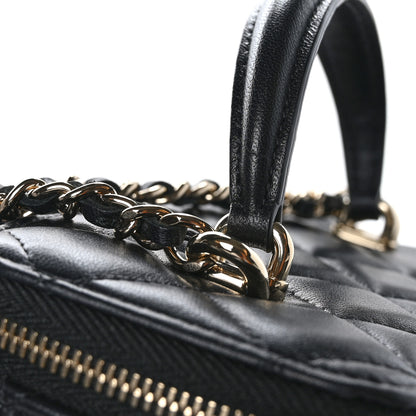 Chanel Lambskin Quilted Small Top Handle Vanity Case With Chain Black 12 of 13