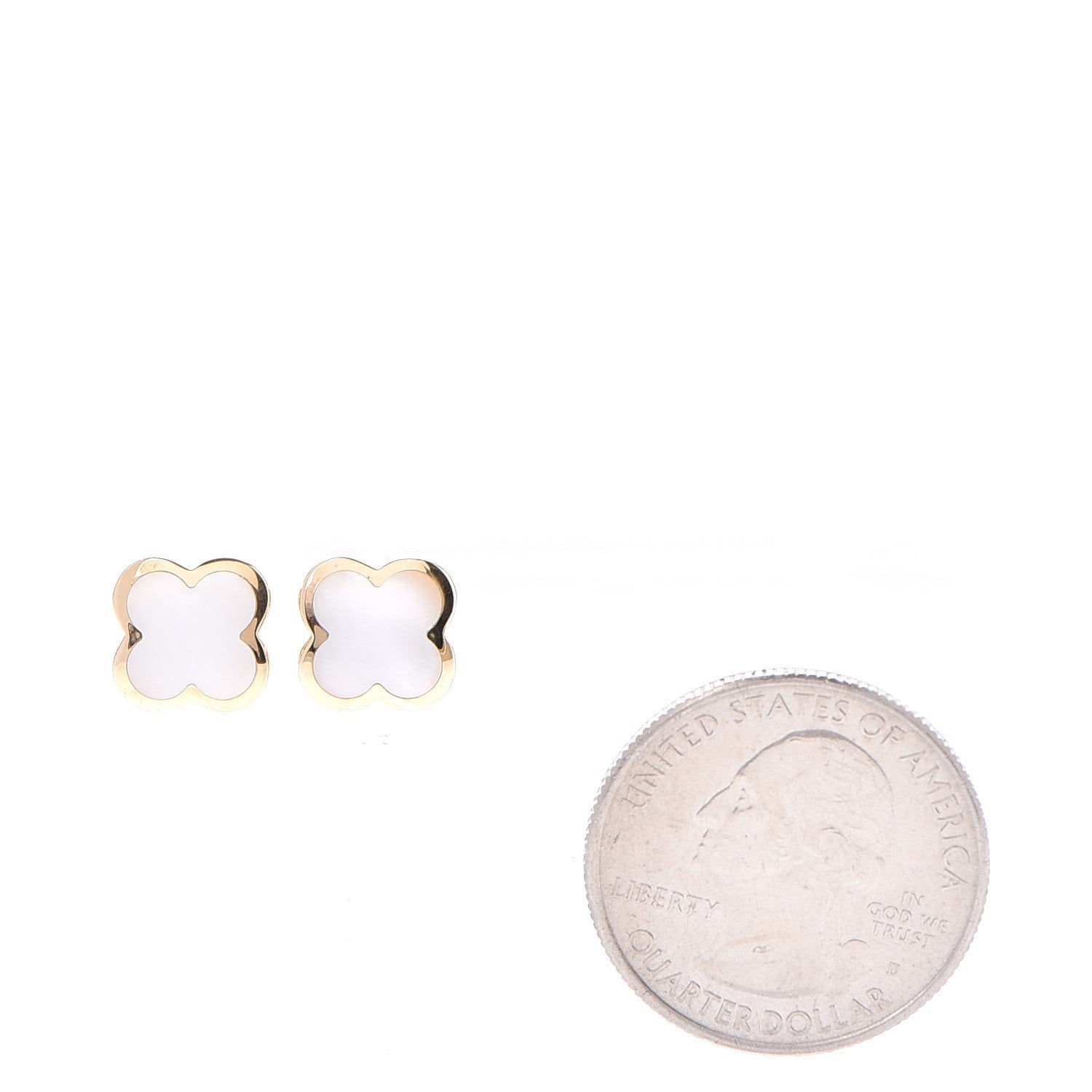 Van Cleef & Arpels 18K Yellow Gold Mother of Pearl Pure Alhambra Earrings 2 of 9