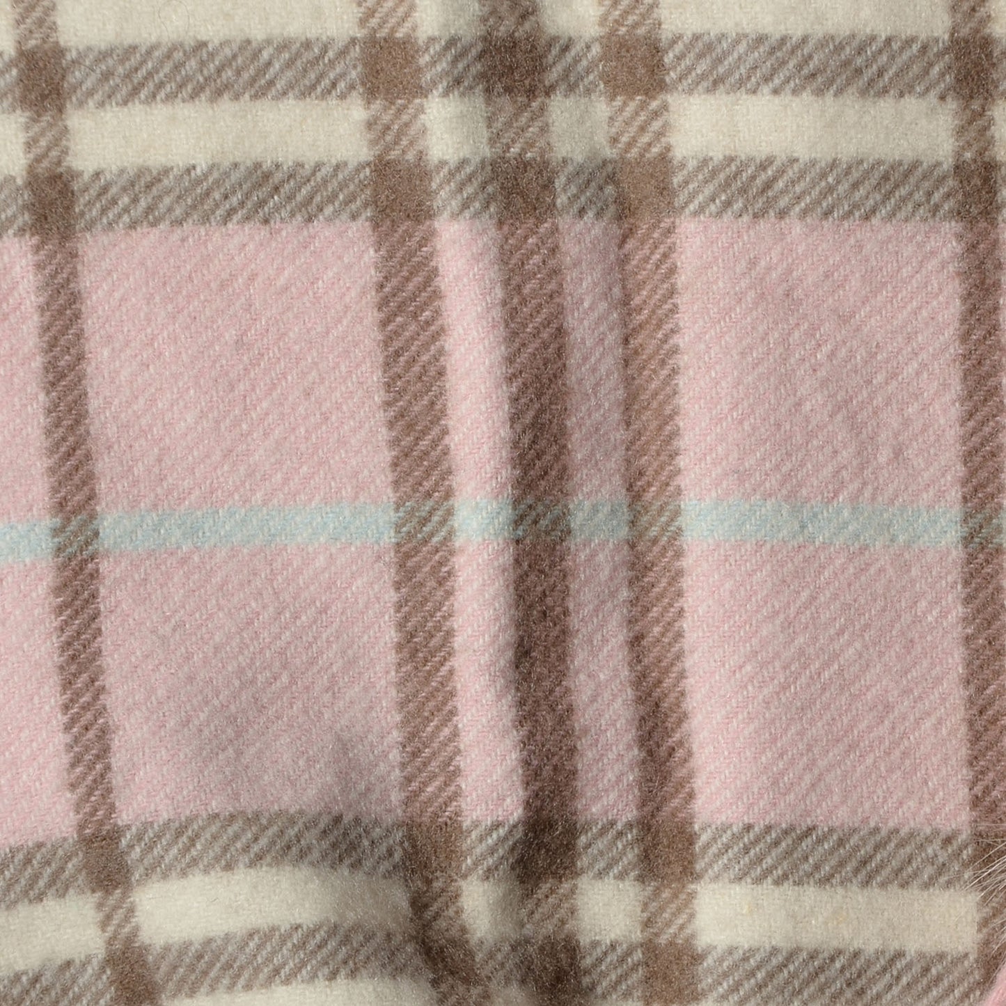 Cashmere Fox Fur Candy Check Pom Pom Scarf Pink