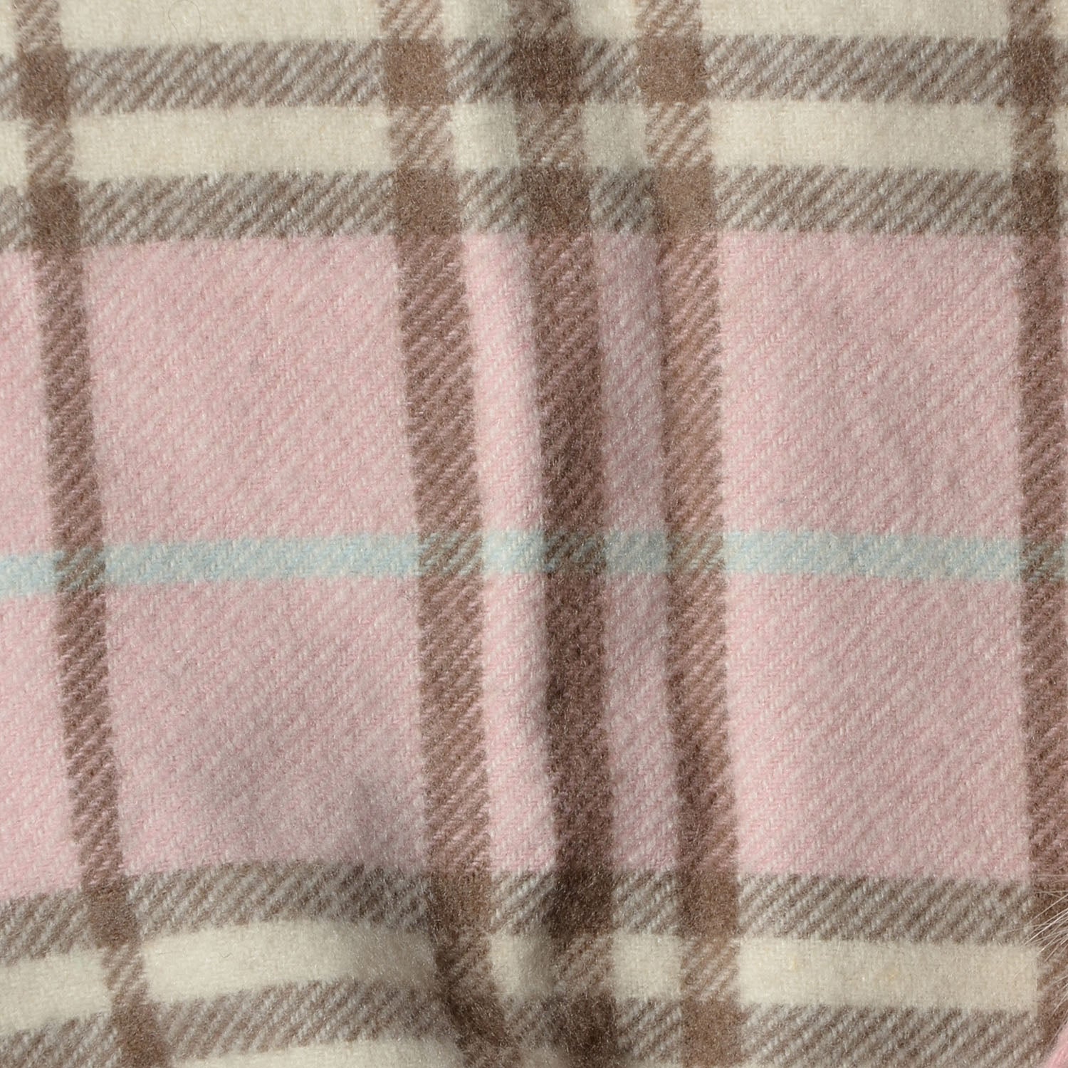 Burberry Cashmere Fox Fur Candy Check Pom Pom Scarf Pink 3 of 4