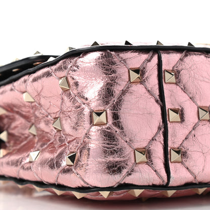 Valentino Garavani Metallic Wrinkled Lambskin Small Rockstud Spike Shoulder Bag Lipstick 8 of 10