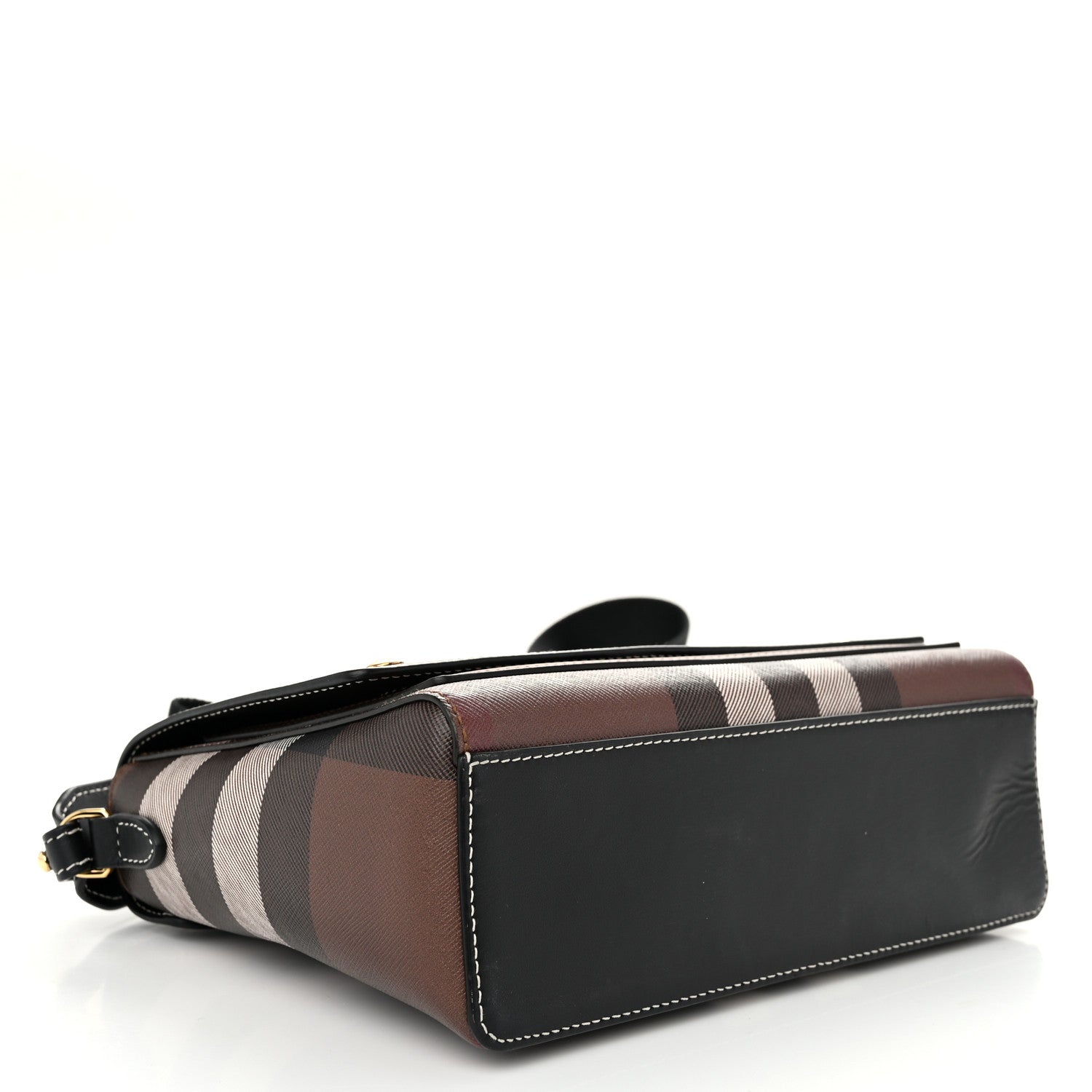 Burberry Coated Canvas Calfskin Vintage Check Medium Note Crossbody Bag Dark Birch Black 4 of 9
