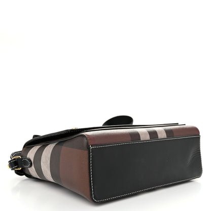Burberry Coated Canvas Calfskin Vintage Check Medium Note Crossbody Bag Dark Birch Black 4 of 9