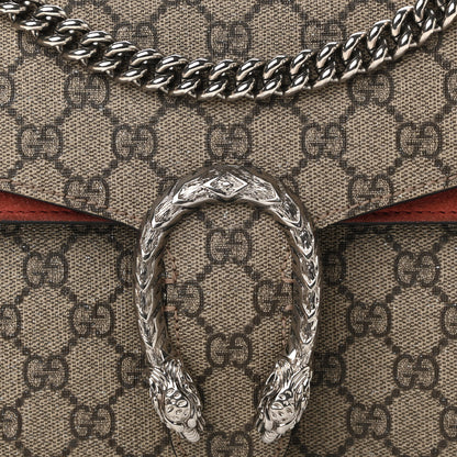 Gucci GG Supreme Monogram Suede Small Dionysus Shoulder Bag Beige Ebony Vulcanic Red 9 of 18