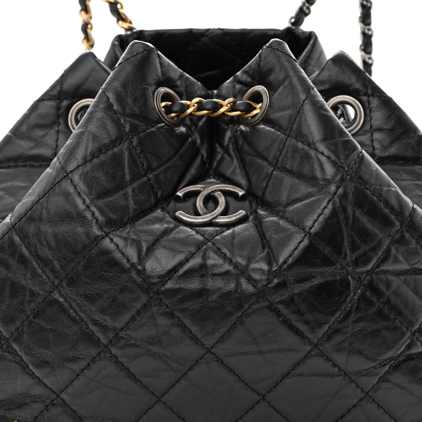 Aged Calfskin Quilted Small Gabrielle Backpack Black