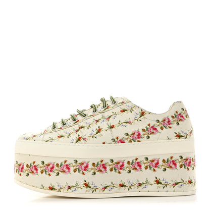 Gucci Canvas Floral Platform Sneakers 38 Ivory 1 of 9