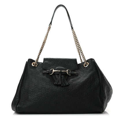 Gucci Guccissima Medium Emily Shoulder Bag Black 1 of 10