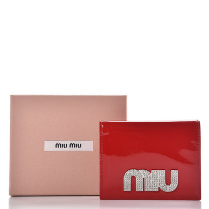 Miu Miu Vernice Crystal Logo Wallet Red 8 of 8