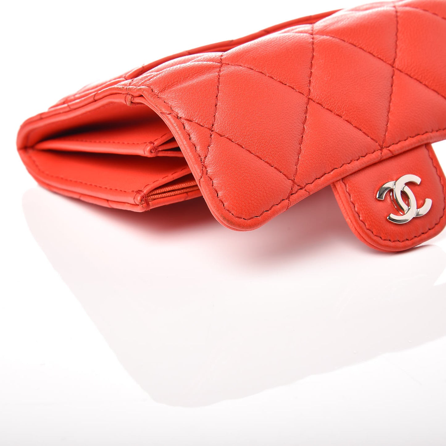 Lambskin Quilted Card Holder Red