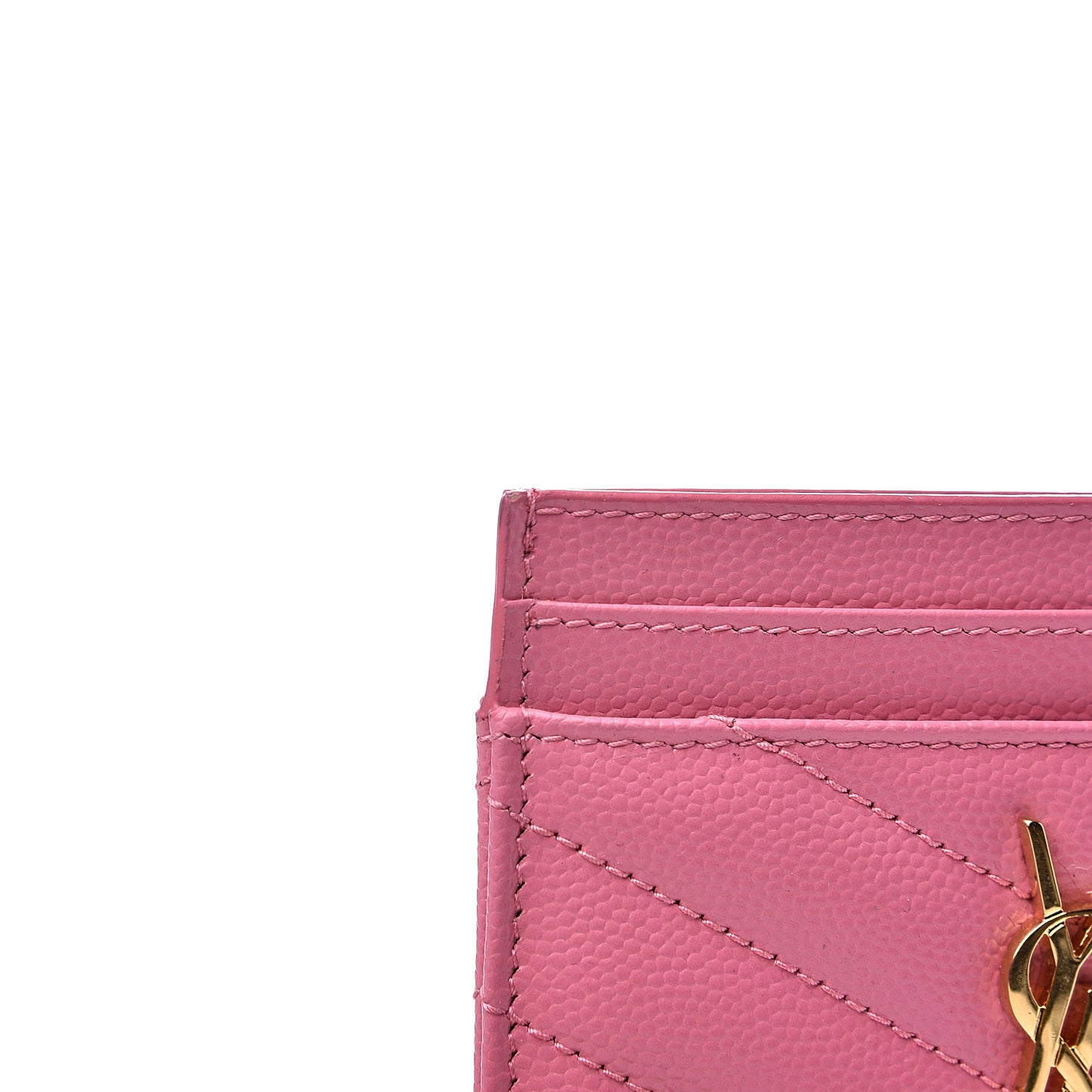 Grain De Poudre Matelasse Chevron Monogram Credit Card Case Indian Pink
