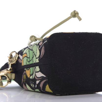 Fendi Canvas Vitello Century F is Fendi Psychedelic Flowers Embroidered Mini Mon Tresor Bucket Bag Verde Mandorlo Multicolor 6 of 9