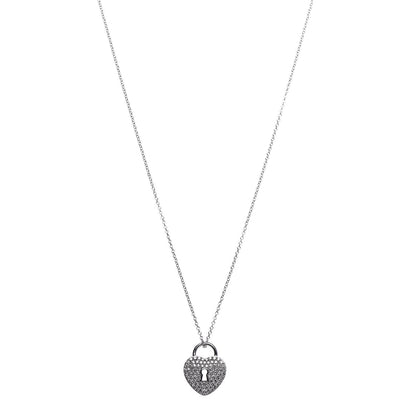 Tiffany Platinum Diamond Small Heart Lock Pendant Necklace 1 of 7
