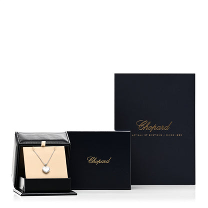 Chopard 18K White Gold 3 Diamond Happy Diamond Icons Heart Pendant Necklace 5 of 5