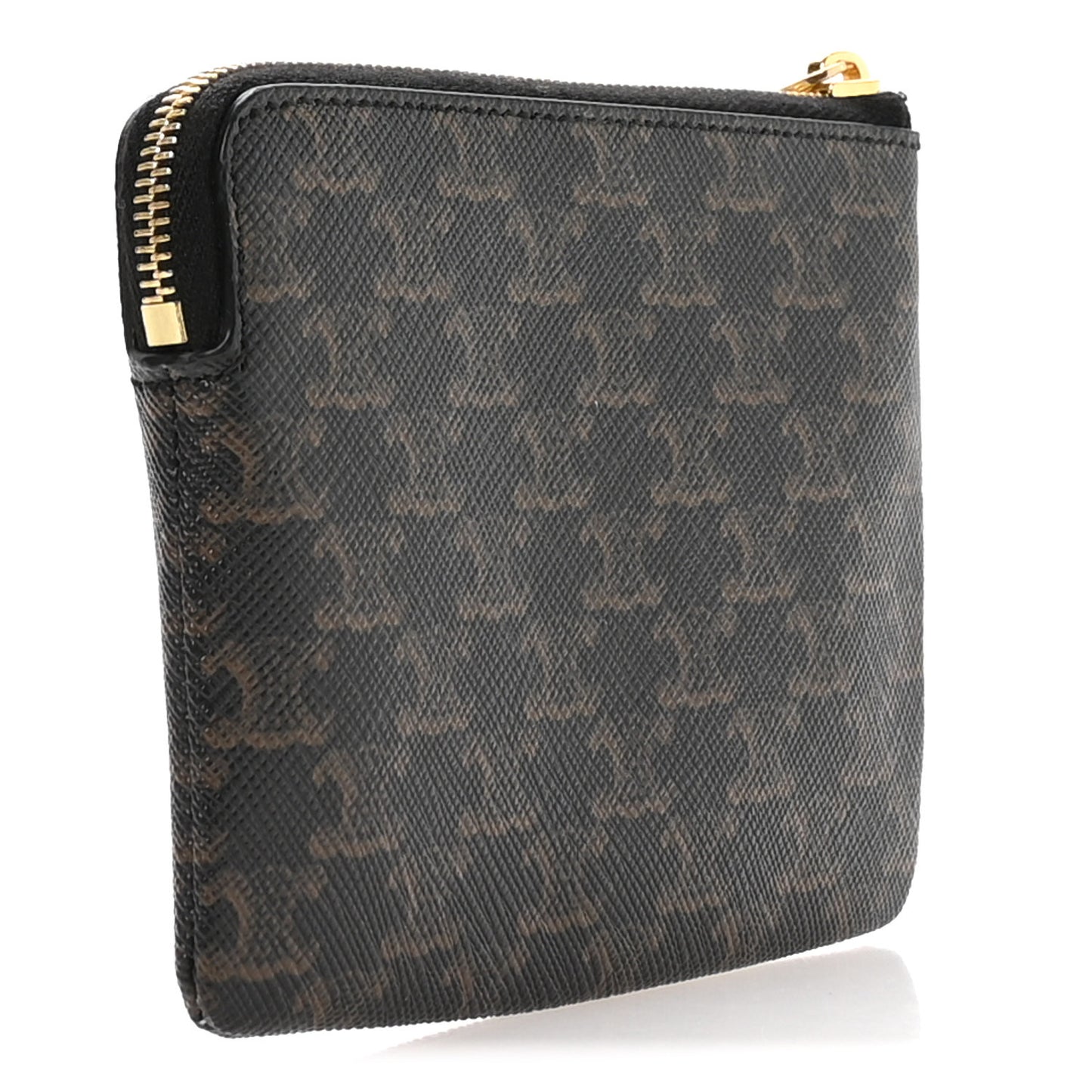 Triomphe Canvas Logo Coin and Card Pouch With Hook Black