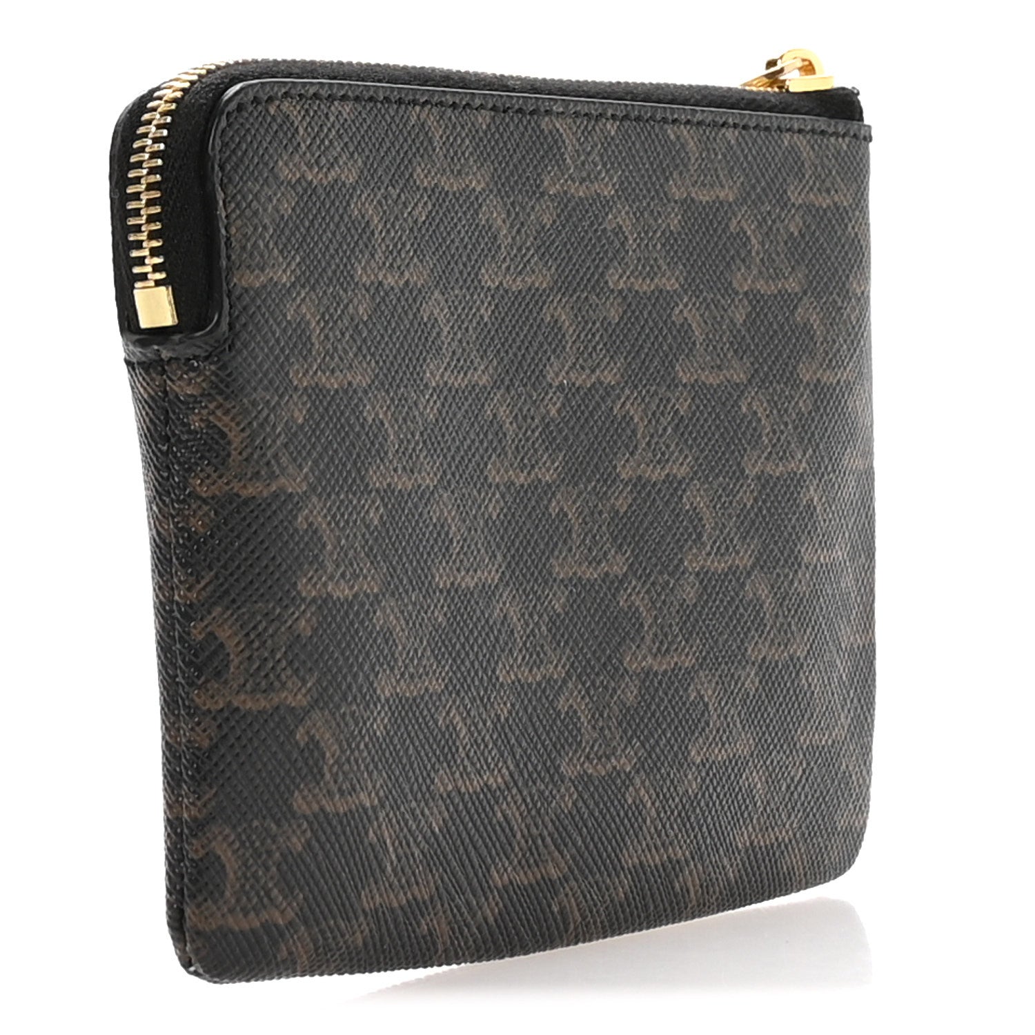 Celine Triomphe Canvas Logo Coin and Card Pouch With Hook Black 3 of 7