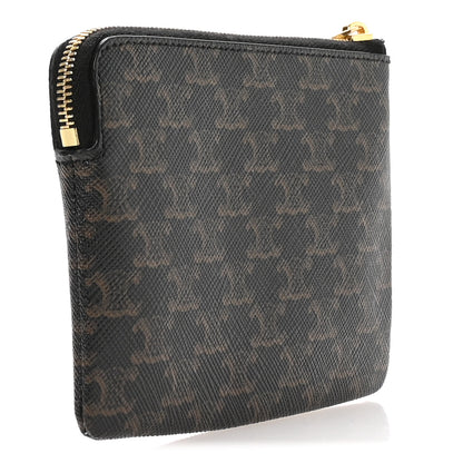 Celine Triomphe Canvas Logo Coin and Card Pouch With Hook Black 3 of 7