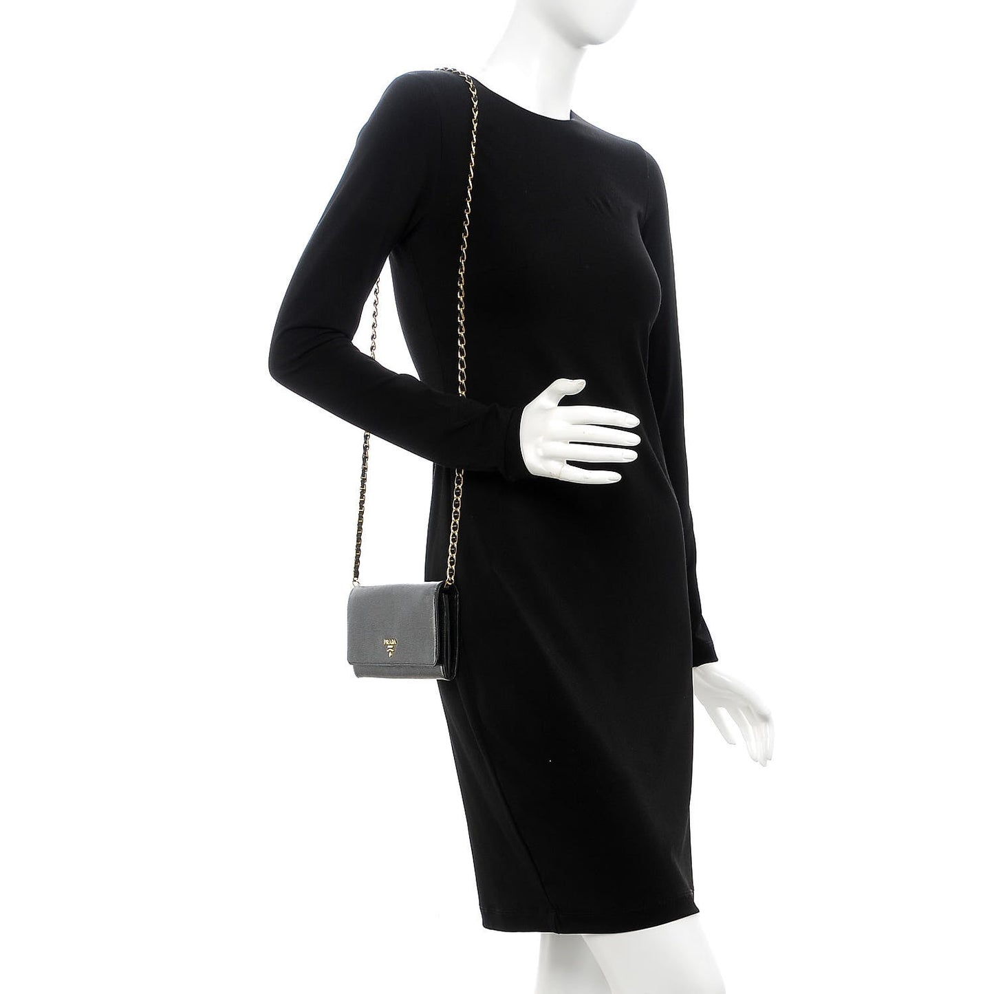 Vitello Move Metal Oro Chain Wallet Black