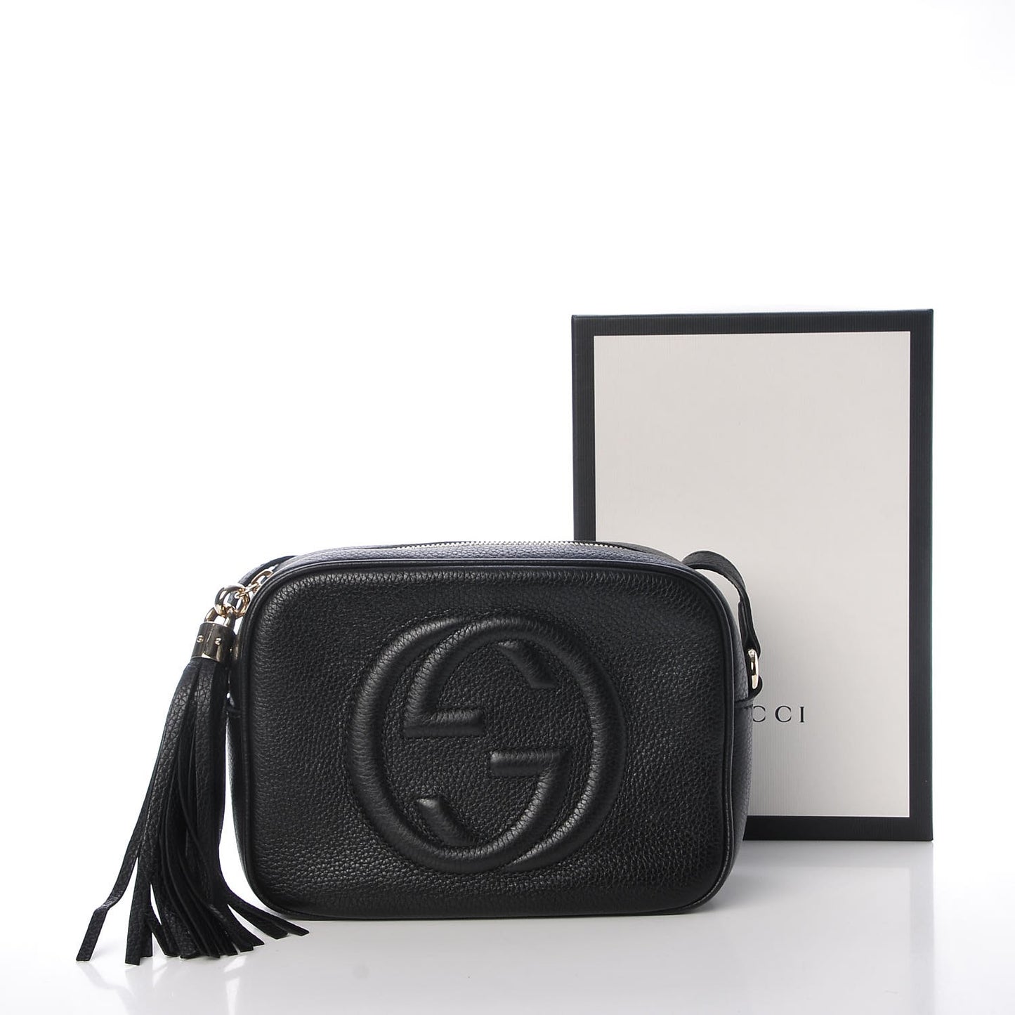 Pebbled Calfskin Small Soho Disco Bag Black