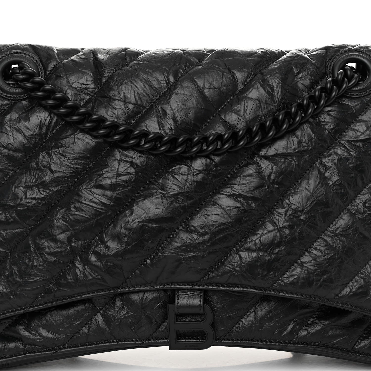 Balenciaga Crushed Calfskin Quilted Matte Black Hardware Large Crush Chain Bag Black 7 of 9