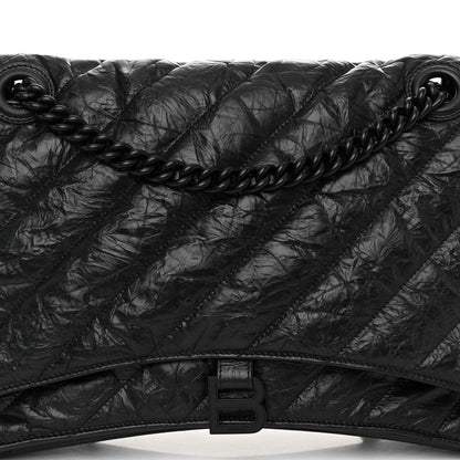 Balenciaga Crushed Calfskin Quilted Matte Black Hardware Large Crush Chain Bag Black 7 of 9