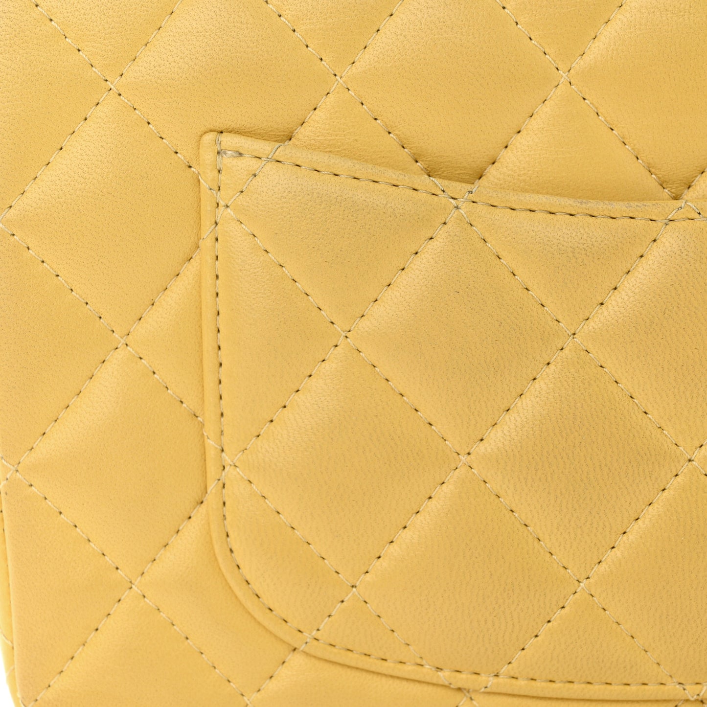 Lambskin Quilted Mini Rectangular Flap Yellow
