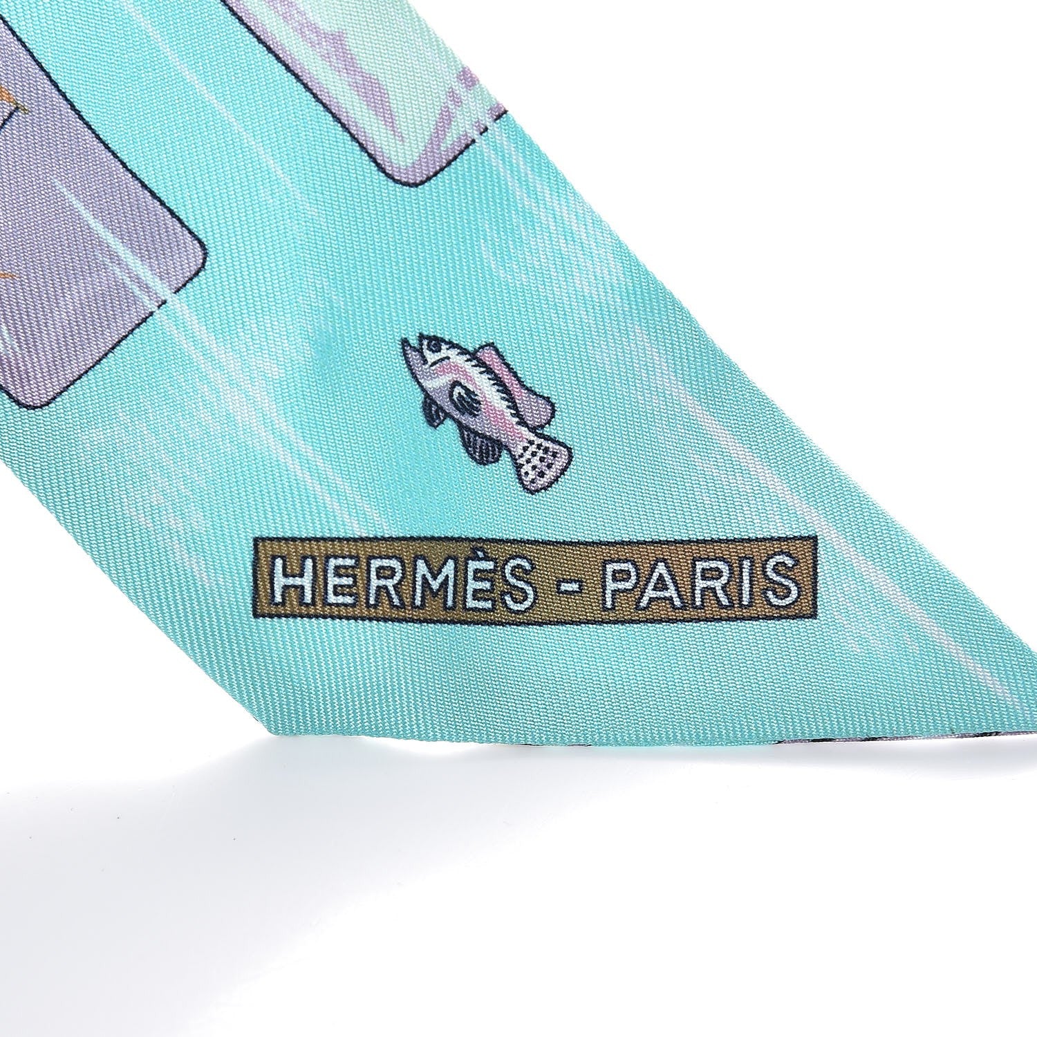 Hermes Silk Calèche, Mors et Bouteilles Twilly Turquoise Rose Ciel 4 of 5