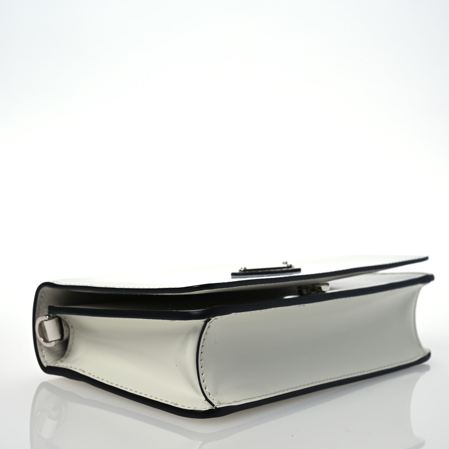 Spazzolato Flap Slide Chain Shoulder Bag White