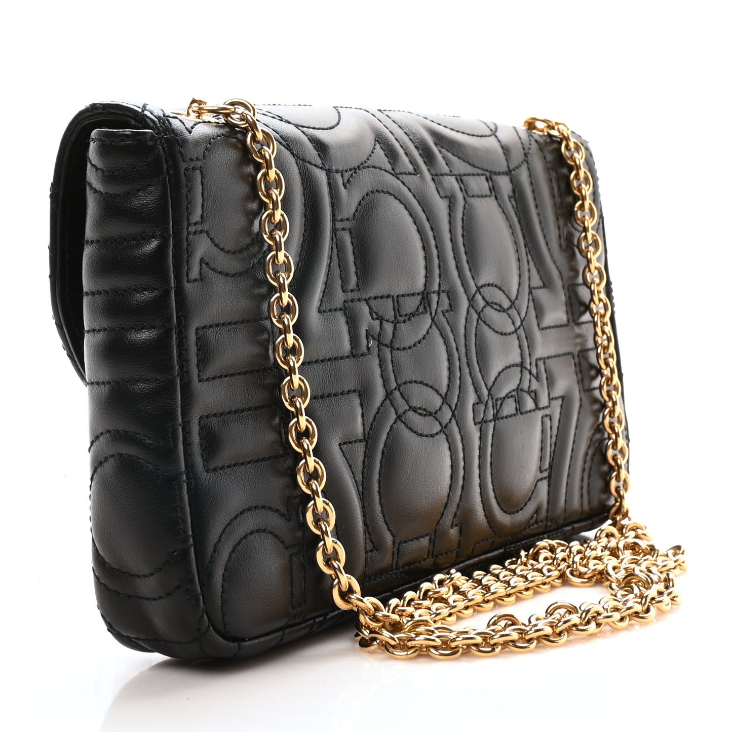 Calfskin Quilted Gancini Mini Bag Black