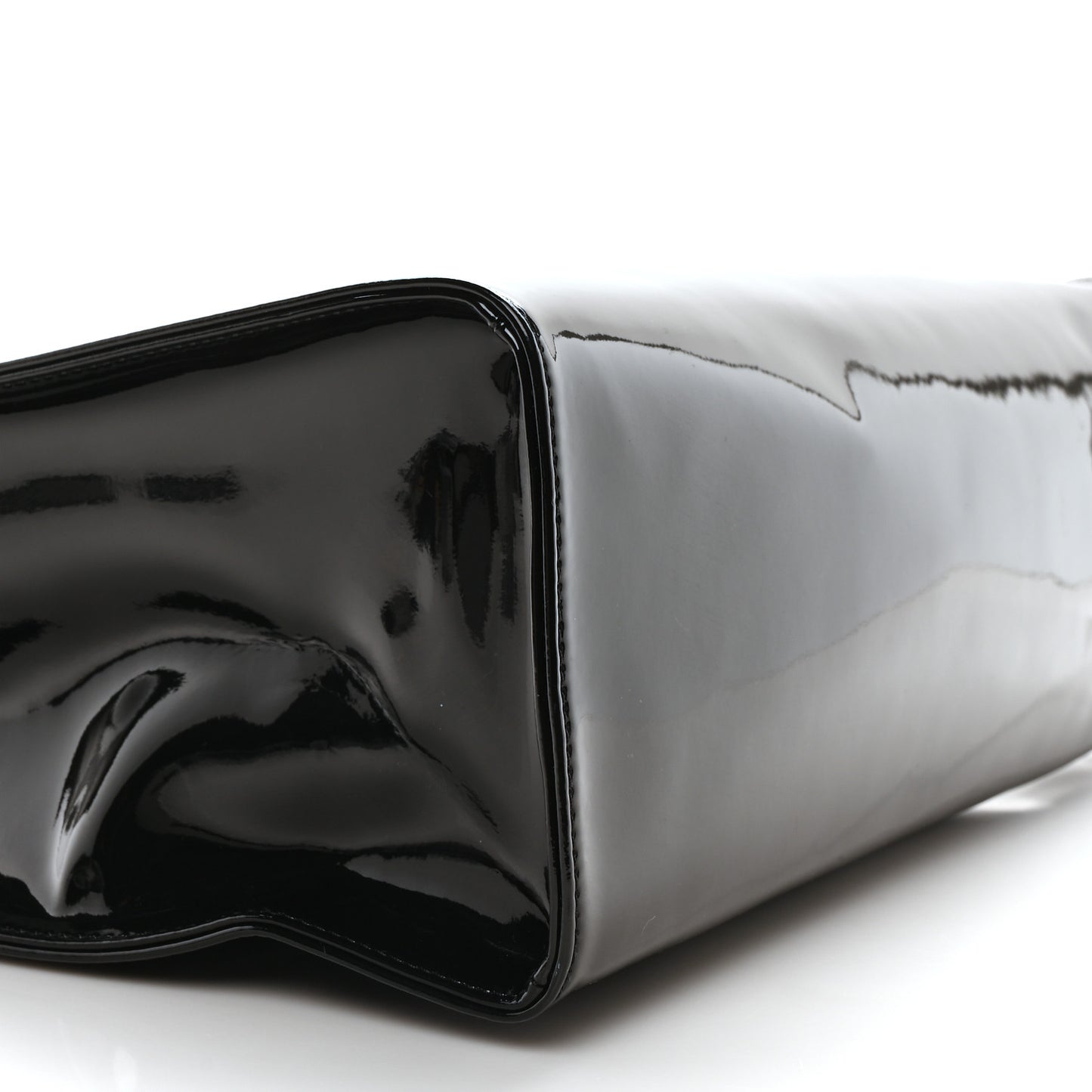 Patent Vegan Leather Medium Shopping Bag Black