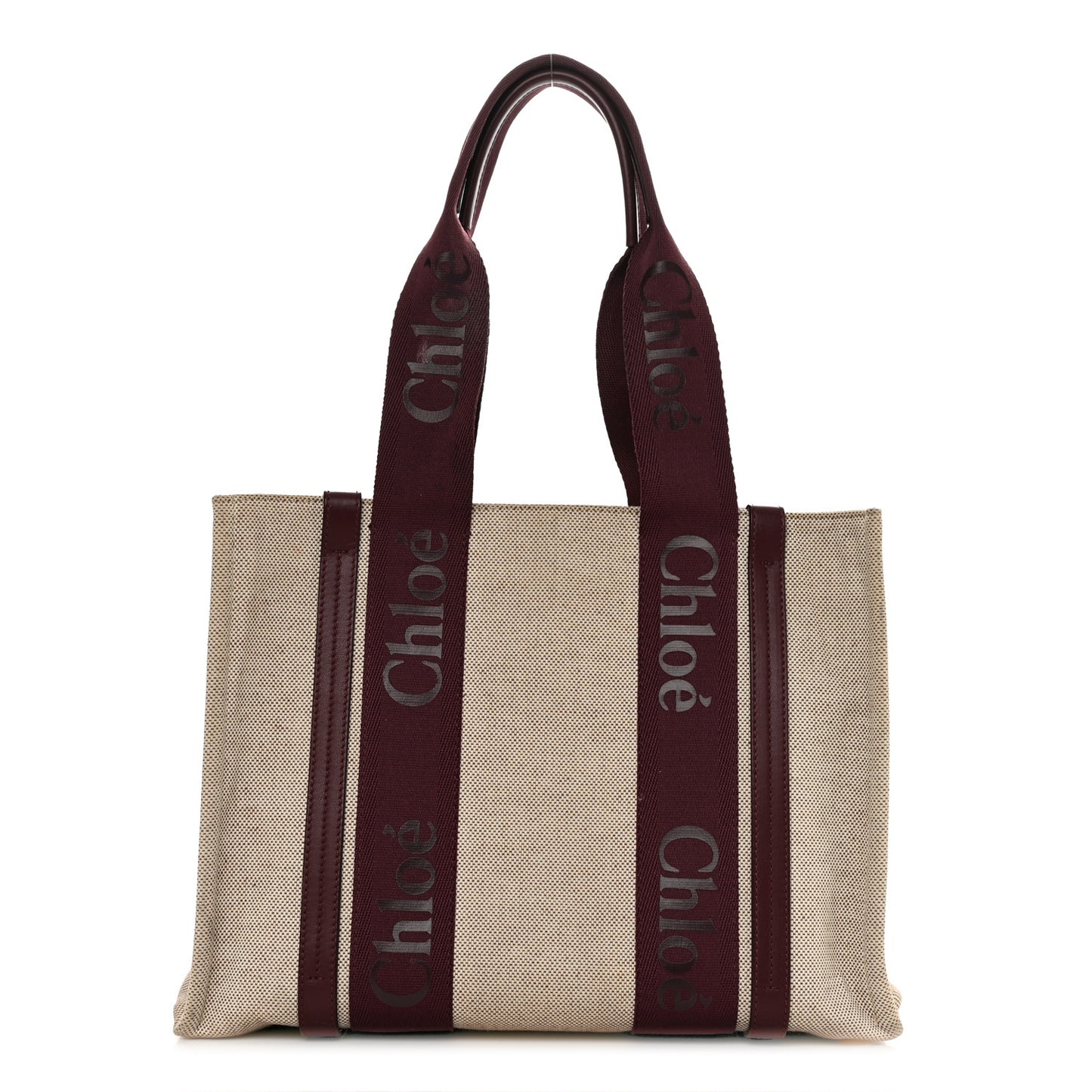 Cotton Calfskin Medium Woody Ribbon Tote Burgundy