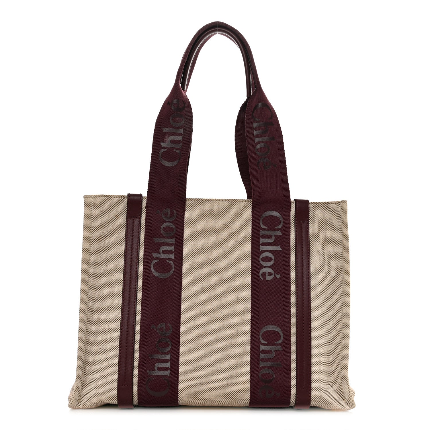 Chloe Cotton Calfskin Medium Woody Ribbon Tote Burgundy 1 of 10