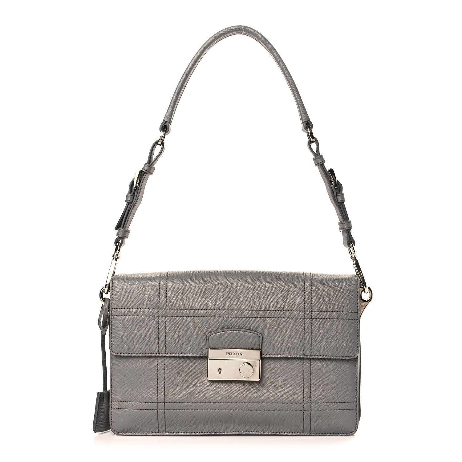 Prada Saffiano Soft Stitched Sound Shoulder Bag Marmo 1 of 9