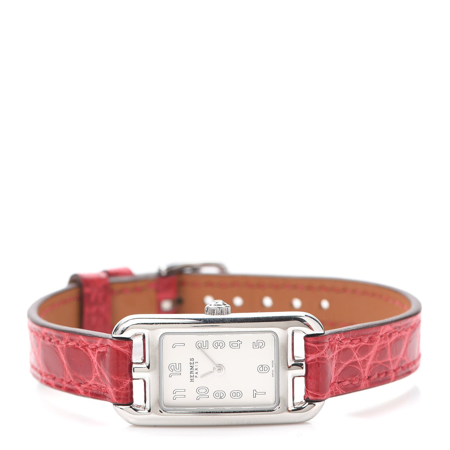 Hermes Stainless Steel Alligator 17mm Nantucket Quartz Watch Braise 2 of 5