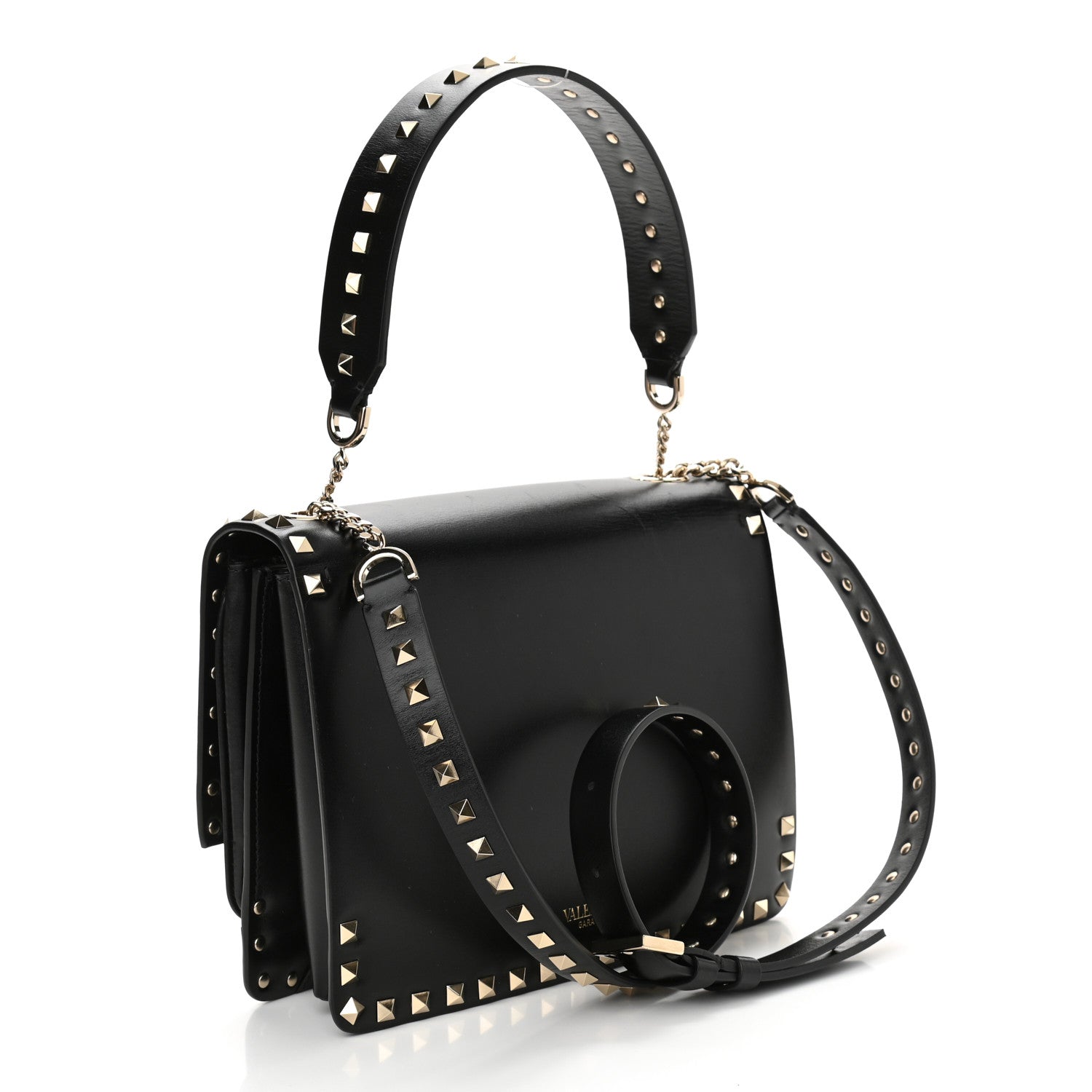 Valentino Garavani Vitello Rockstud Top Handle Shoulder Bag Black 3 of 10