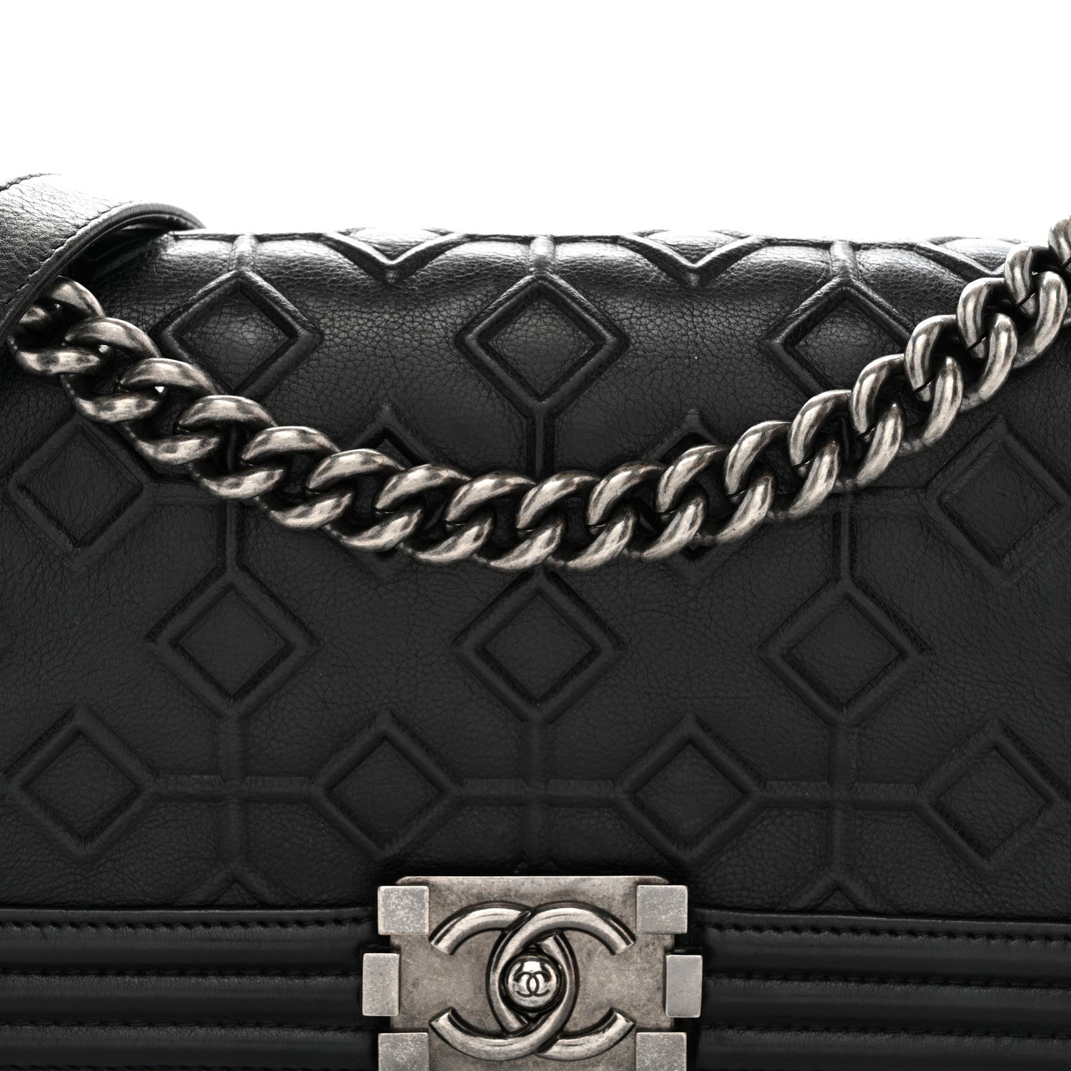Chanel Calfskin Crystal Embossed Medium Boy Flap Black 5 of 12