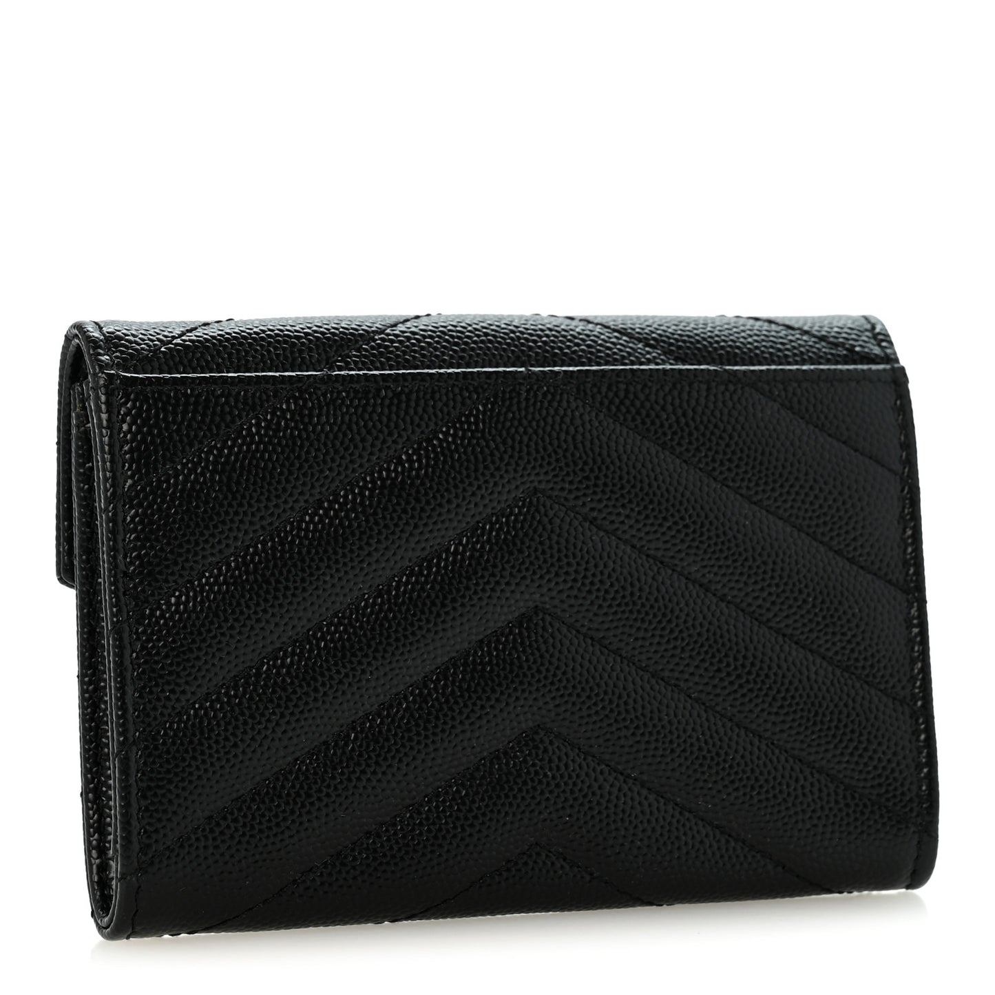 Grain De Poudre Matelasse Chevron Small Monogram Envelope Wallet Black