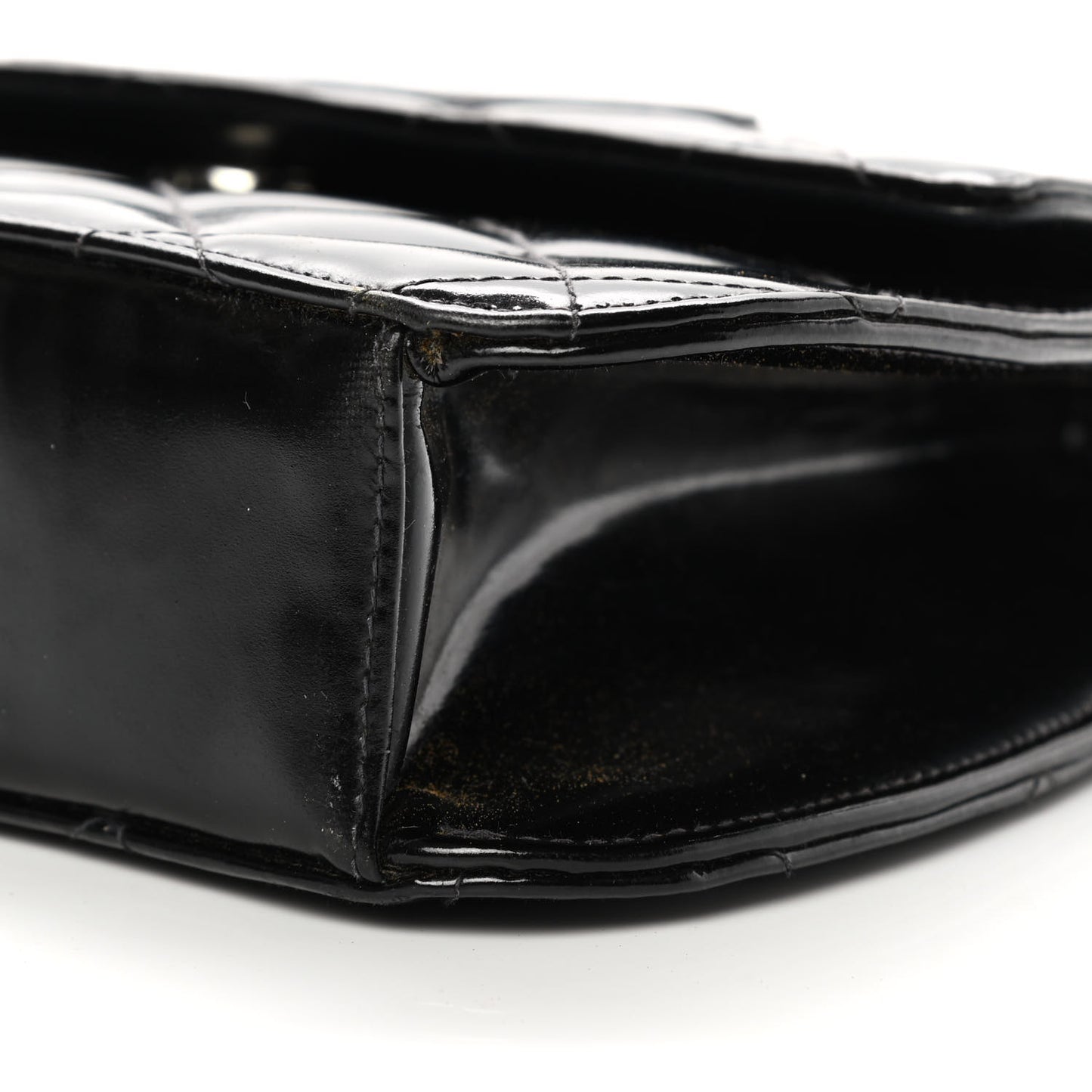 Glazed Calfskin Quilted Coco ID Chain Bag Black